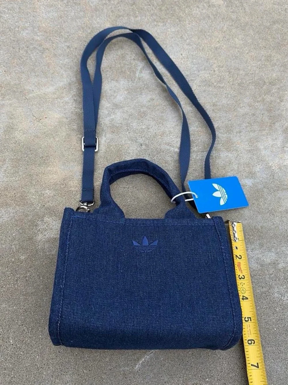 NWT adidas Denim Micro Mini Crossbody Tote Bag Medium Blue Denim KL3574
